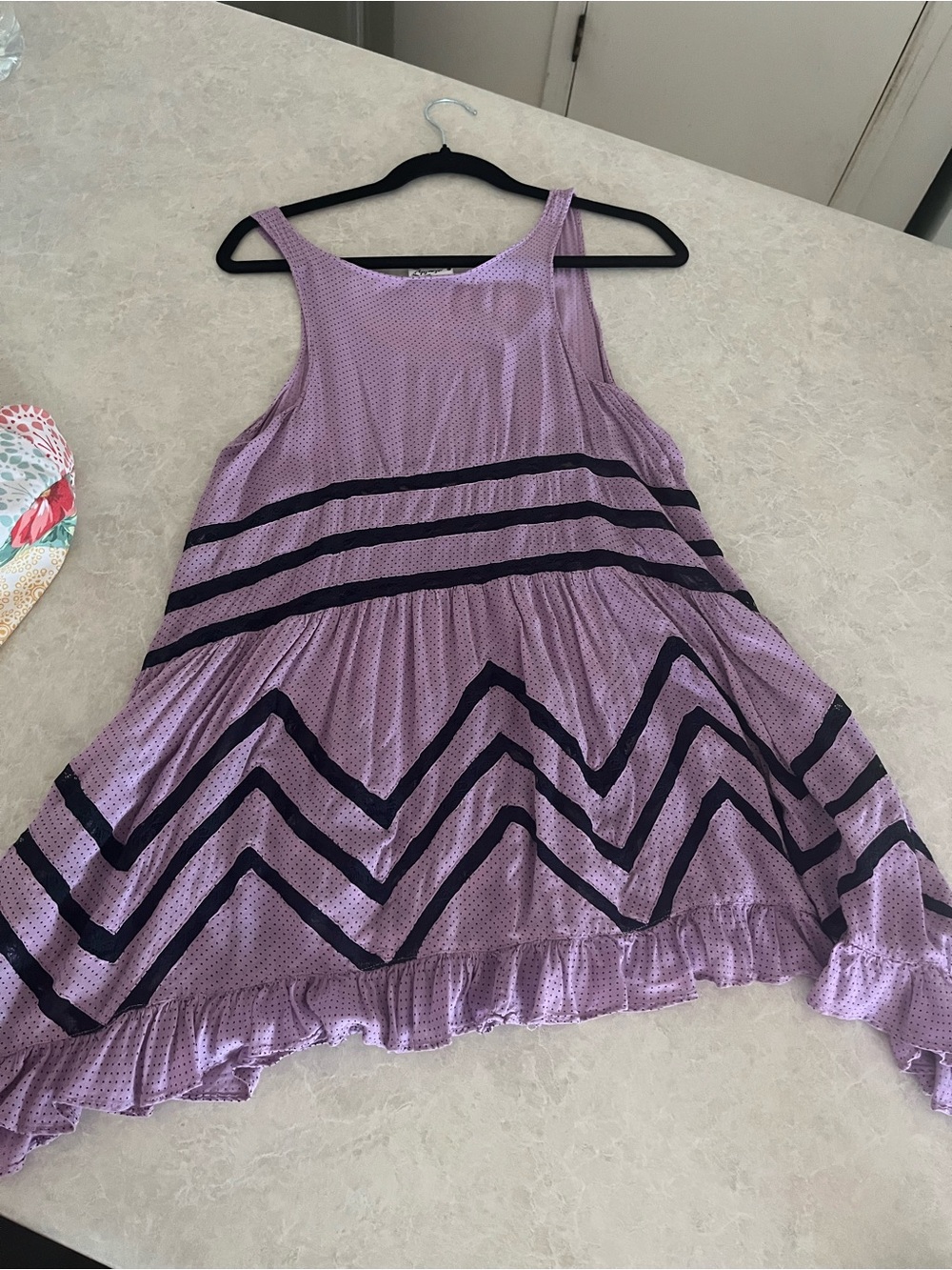 Free People Lavender Dress with Black Chevron Stripes